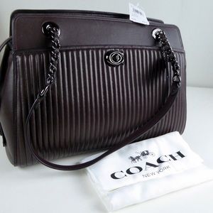 Coach Quilted Parker Carryall Oxblood Leather NWT